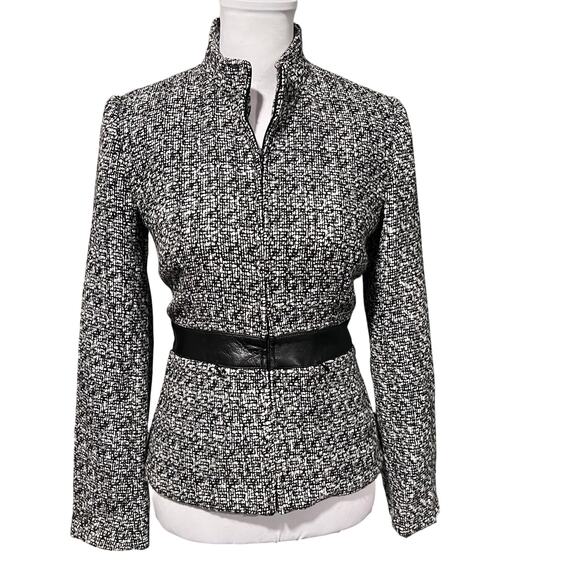 Spenser Jeremy Tweed Zip Front Blazer Jacket Leather Old Money professional work - Picture 3 of 12